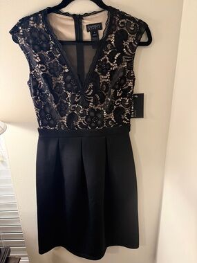 Enfocus Studio Black Lace V-Neck Midi Dress